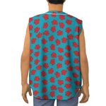 Red And Blue Carnation Pattern Print Sleeveless Baseball Jersey
