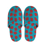 Red And Blue Carnation Pattern Print Slippers