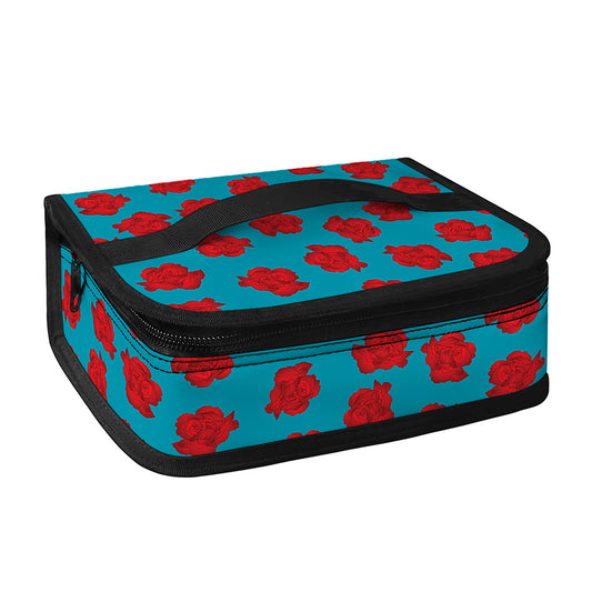 Red And Blue Carnation Pattern Print Small Lunch Bag