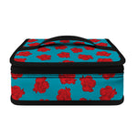 Red And Blue Carnation Pattern Print Small Lunch Bag