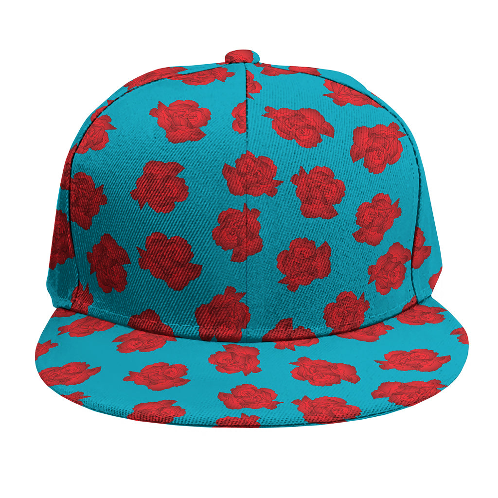 Red And Blue Carnation Pattern Print Snapback Cap