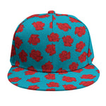 Red And Blue Carnation Pattern Print Snapback Cap