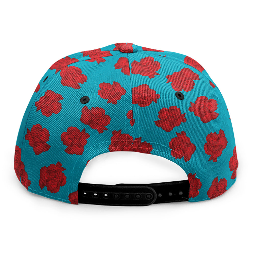Red And Blue Carnation Pattern Print Snapback Cap
