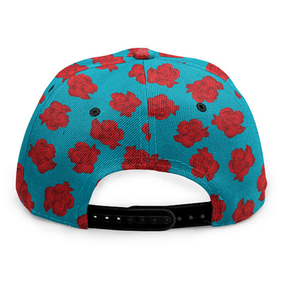 Red And Blue Carnation Pattern Print Snapback Cap