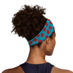 Red And Blue Carnation Pattern Print Sports Headband