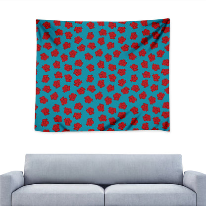 Red And Blue Carnation Pattern Print Tapestry