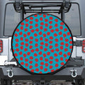 Red And Blue Carnation Pattern Print Tire Cover