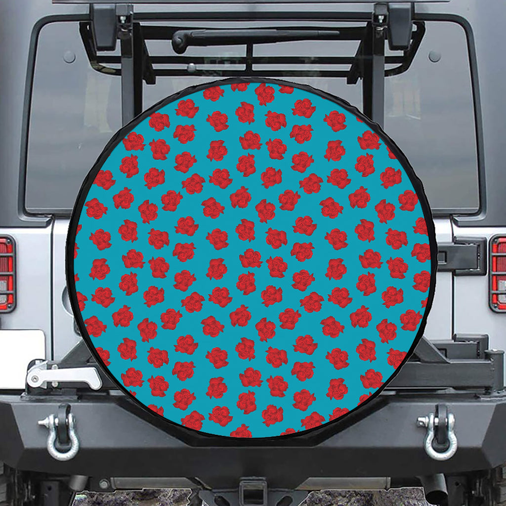 Red And Blue Carnation Pattern Print Tire Cover