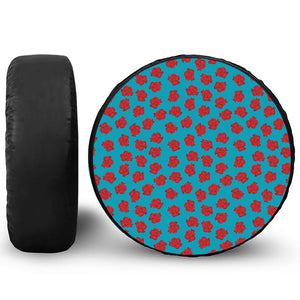 Red And Blue Carnation Pattern Print Tire Cover