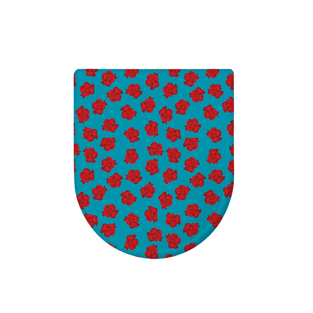 Red And Blue Carnation Pattern Print Toilet Lid Cover