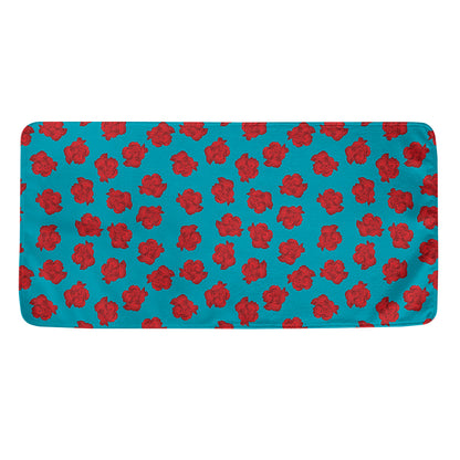 Red And Blue Carnation Pattern Print Towel