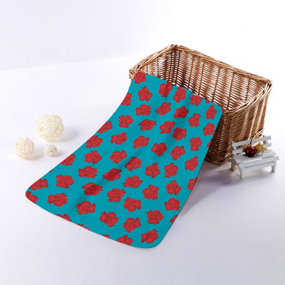 Red And Blue Carnation Pattern Print Towel