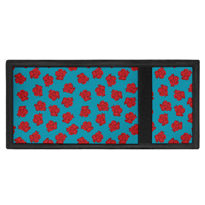 Red And Blue Carnation Pattern Print Trifold Wallet