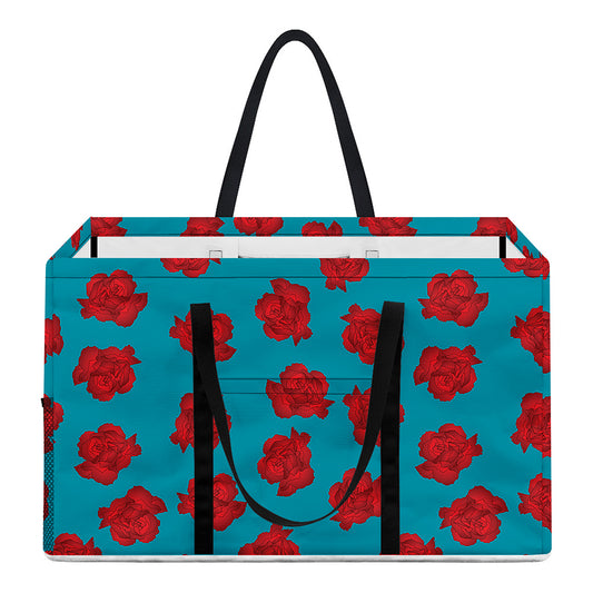 Red And Blue Carnation Pattern Print Utility Tote Bag