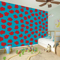 Red And Blue Carnation Pattern Print Wall Sticker
