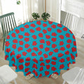 Red And Blue Carnation Pattern Print Waterproof Round Tablecloth