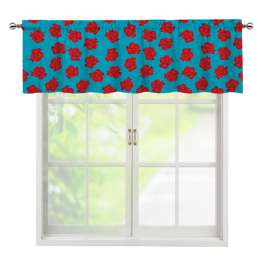 Red And Blue Carnation Pattern Print Window Valance
