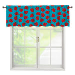 Red And Blue Carnation Pattern Print Window Valance