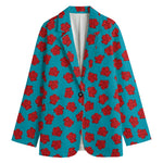 Red And Blue Carnation Pattern Print Women's Blazer