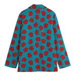 Red And Blue Carnation Pattern Print Women's Blazer
