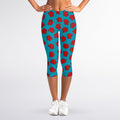 Red And Blue Carnation Pattern Print Women's Capri Leggings