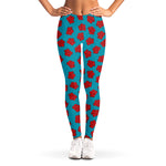 Red And Blue Carnation Pattern Print Women's Leggings