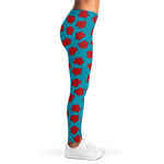 Red And Blue Carnation Pattern Print Women's Leggings
