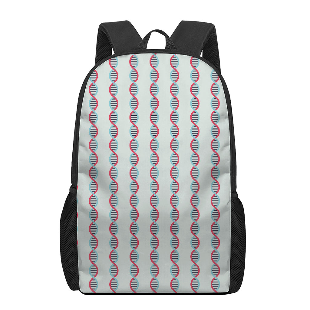 Red And Blue DNA Pattern Print 17 Inch Backpack