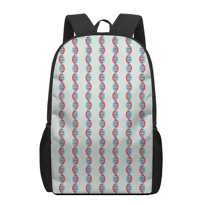 Red And Blue DNA Pattern Print 17 Inch Backpack