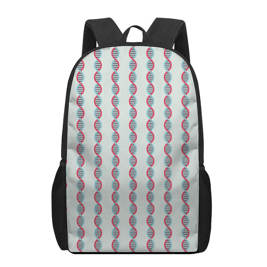 Red And Blue DNA Pattern Print 17 Inch Backpack