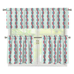 Red And Blue DNA Pattern Print 3 Piece Kitchen Curtains