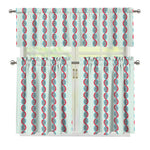 Red And Blue DNA Pattern Print 3 Piece Kitchen Curtains