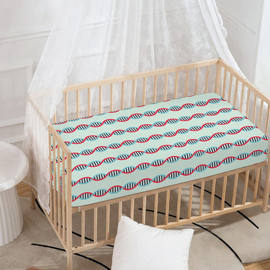 Red And Blue DNA Pattern Print Baby Crib Sheet