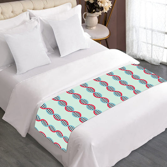 Red And Blue DNA Pattern Print Bed Runner