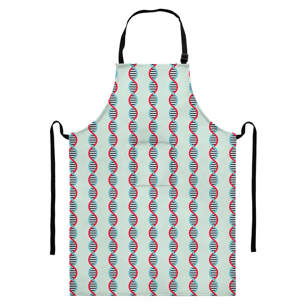 Red And Blue DNA Pattern Print Bib Apron With Pocket