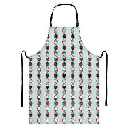 Red And Blue DNA Pattern Print Bib Apron With Pocket