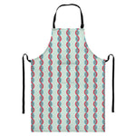 Red And Blue DNA Pattern Print Bib Apron With Pocket