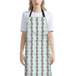 Red And Blue DNA Pattern Print Bib Apron With Pocket