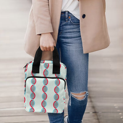 Red And Blue DNA Pattern Print Bible Tote Bag
