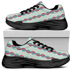Red And Blue DNA Pattern Print Black Chunky Shoes