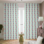 Red And Blue DNA Pattern Print Blackout Pencil Pleat Curtains