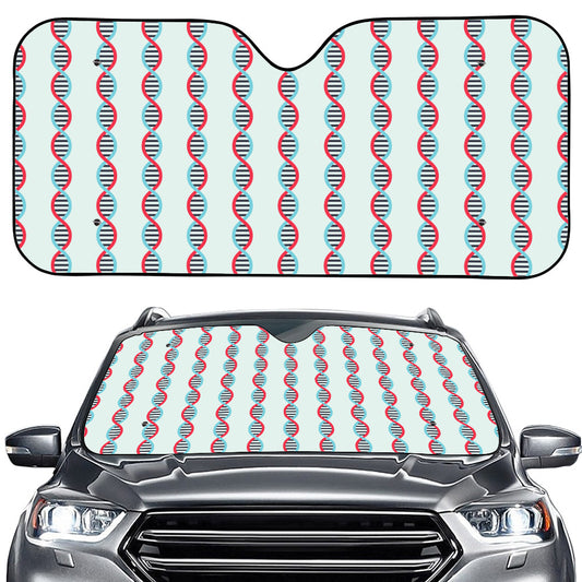 Red And Blue DNA Pattern Print Car Windshield Sun Shade