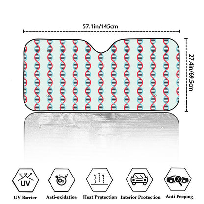 Red And Blue DNA Pattern Print Car Windshield Sun Shade