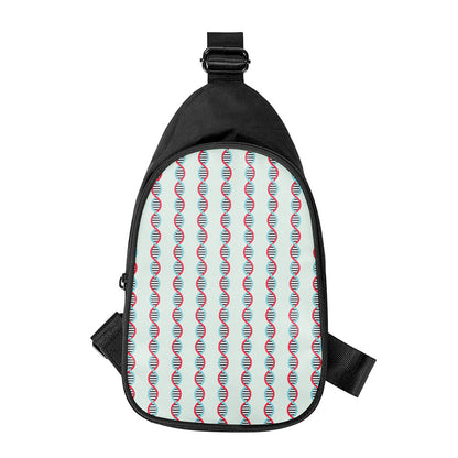 Red And Blue DNA Pattern Print Chest Bag