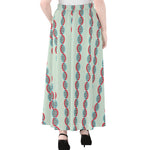 Red And Blue DNA Pattern Print Chiffon Maxi Skirt