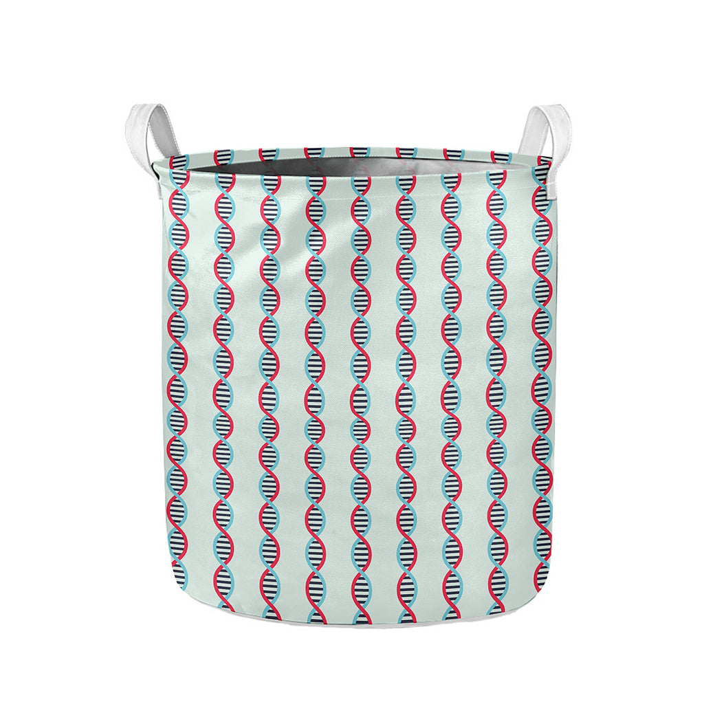 Red And Blue DNA Pattern Print Collapsible Laundry Basket