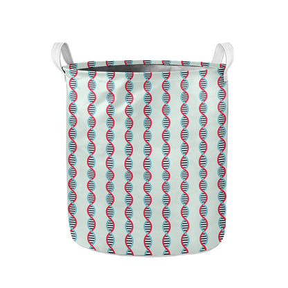 Red And Blue DNA Pattern Print Collapsible Laundry Basket