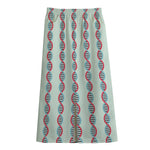 Red And Blue DNA Pattern Print Cotton Front Slit Maxi Skirt