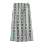 Red And Blue DNA Pattern Print Cotton Front Slit Maxi Skirt