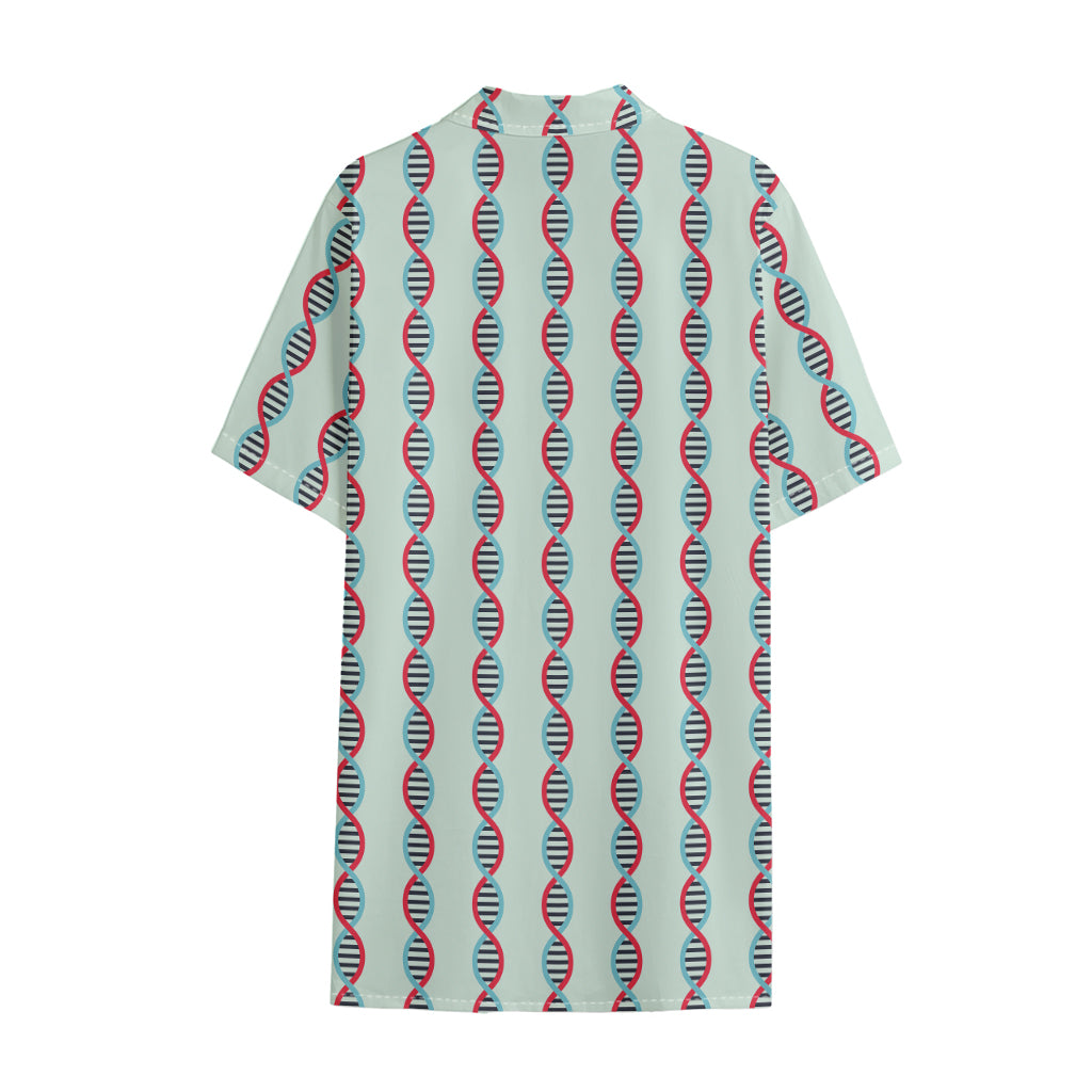 Red And Blue DNA Pattern Print Cotton Hawaiian Shirt